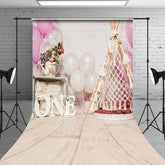 Aperturee - Aperturee Sweet Wood Tent Birthday Cake Smash Sweep Backdrop